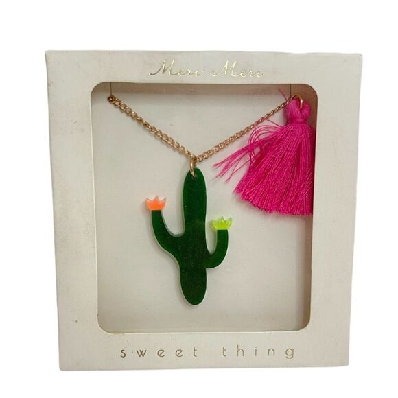 Meri Meri Cactus Necklace Acrylic Epoxy Charm New - Picture 2 of 4